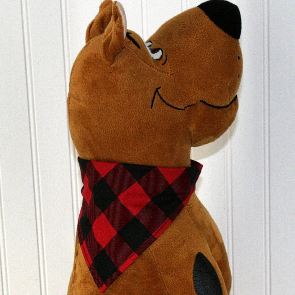 HAND CRAFTED Bandana Buffalo Plaid Red Black Print Dog Pet Scarf Accessory
